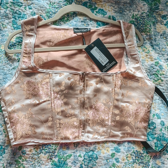 PrettyLittleThing Tops - PLT pink satin zip-up crop top